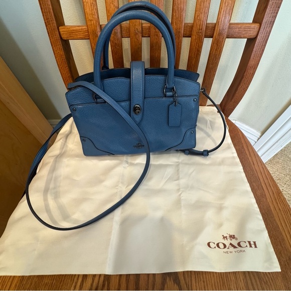 Coach Mercer Blue Crossbody Satchel Purse Multiple Pockets Roomy Dustbag - Picture 15 of 16